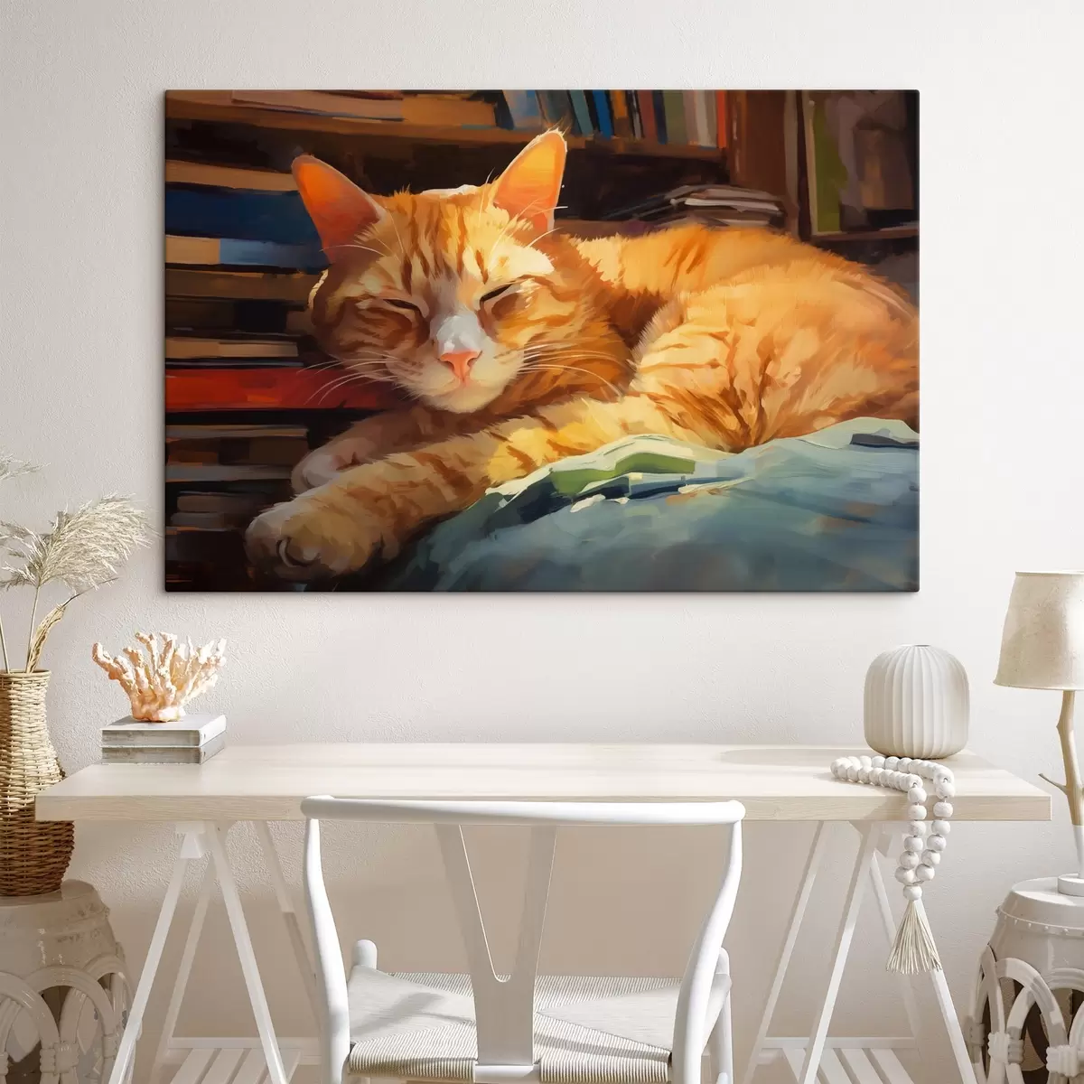 Glezna Kaķis un grāmatas s44656