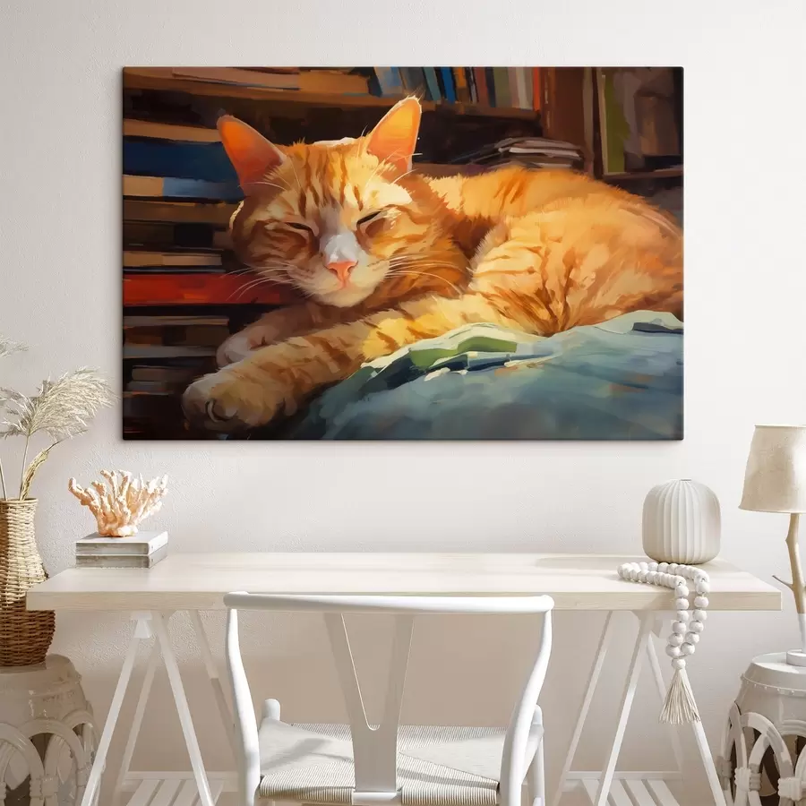 Glezna Kaķis un grāmatas s44656