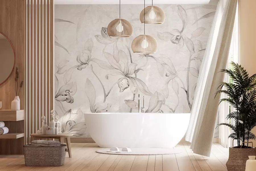 Fototapetes Savvaļas orhidejas, smilškrāsas toņi w03933v1