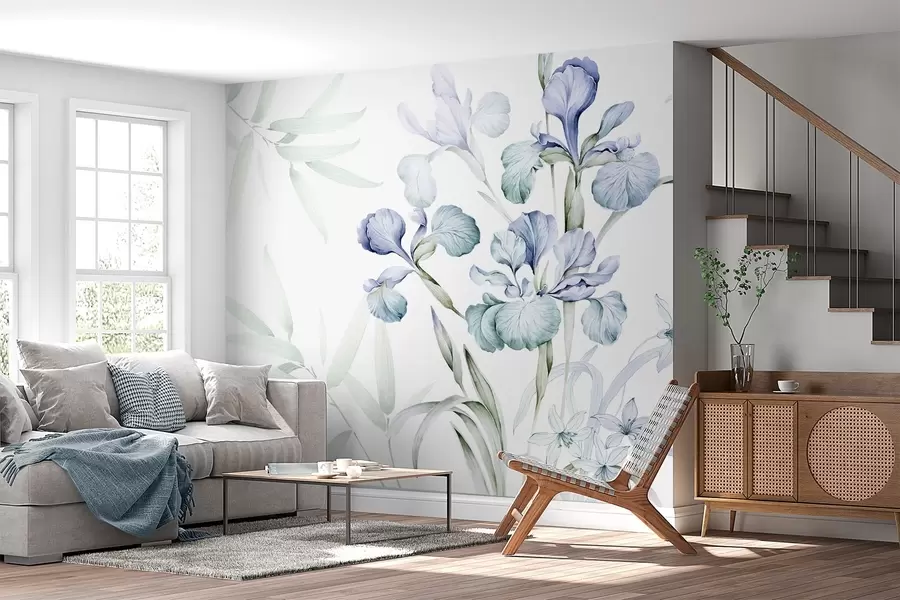 Fototapetes Delikāta akvareļa imitācija ar īrisiem w03955