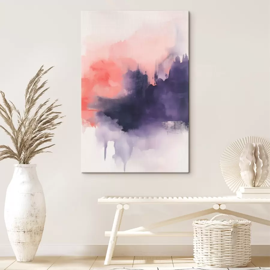 Glezna Akrila stila abstrakcija, triepieni ar otu, violeta un rozā krāsa s44507