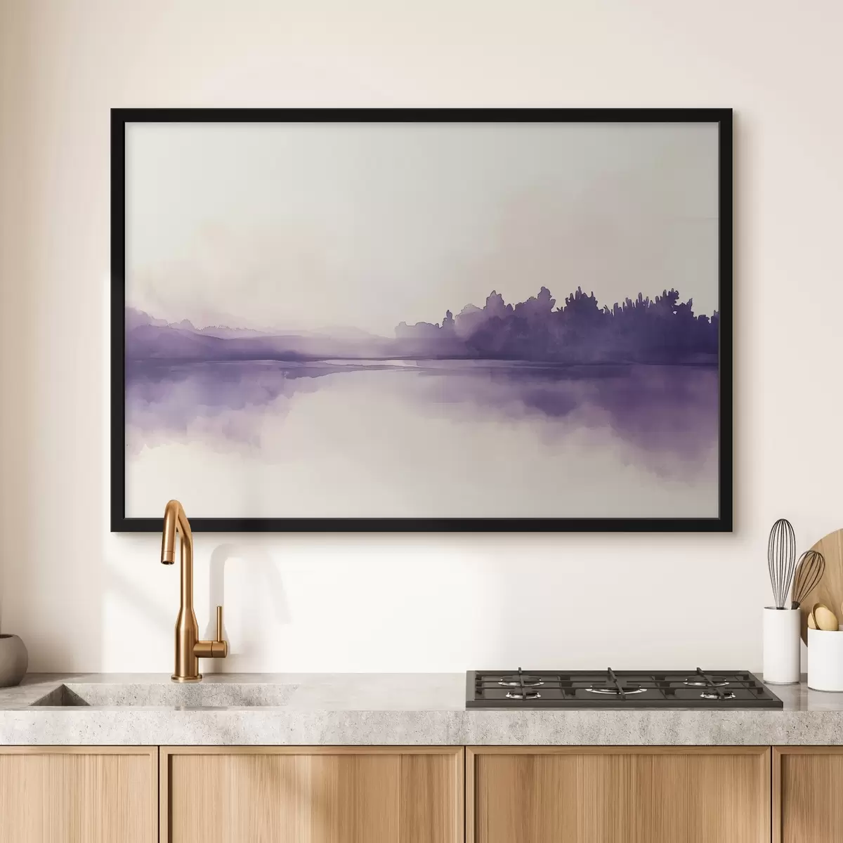 Plakāts Akvareļu krāsas abstrakcija ar violetu krāsu f44504