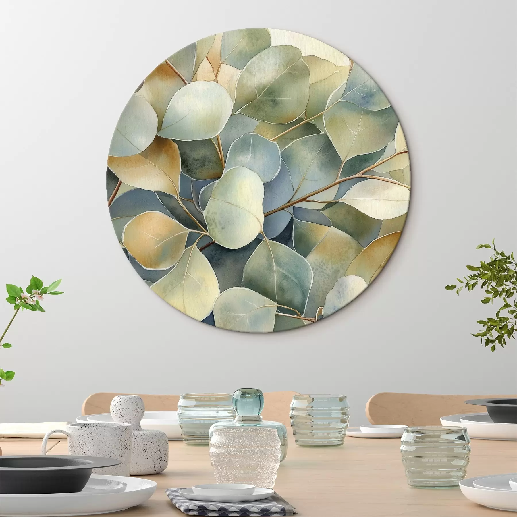 Glezna Eikalipta lapas, akvareļu stilā, daba r44502