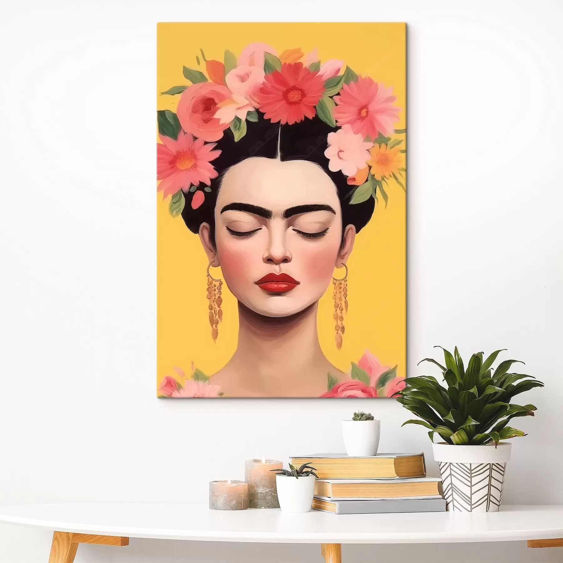 Fototapetes Sievietes portrets ar ziediem matos s44680