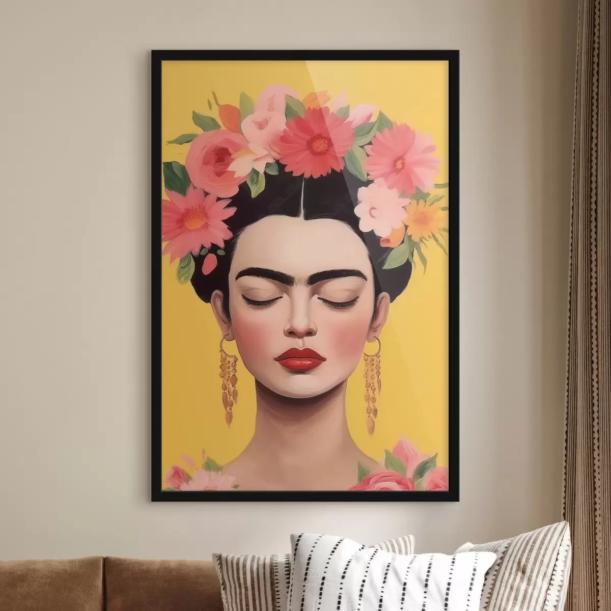 Plakāts Sievietes portrets ar ziediem matos f44680