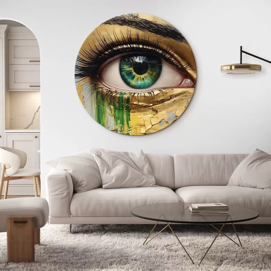 Fototapetes Zaļa acs uz saplaisājušas krāsas fona r44690