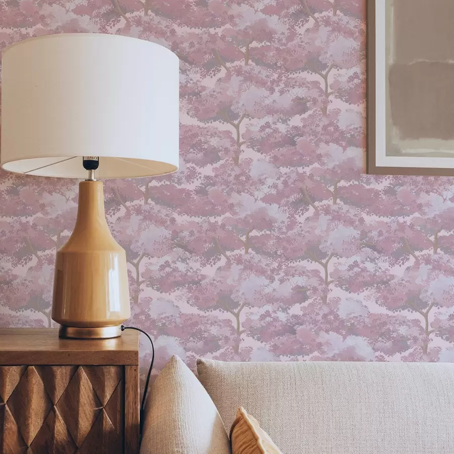 Fototapetes Dziļi zila ainava ar kokiem nakts toņos a00170v4