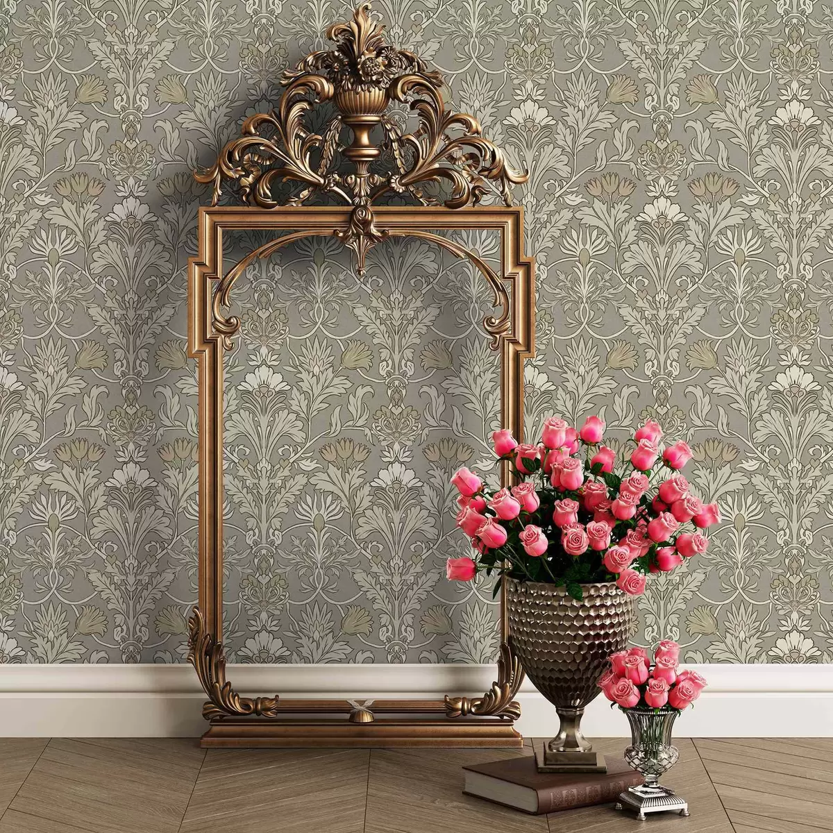 Tapetes Klasisks ziedu ornaments Viljama Morisa stilā a00171