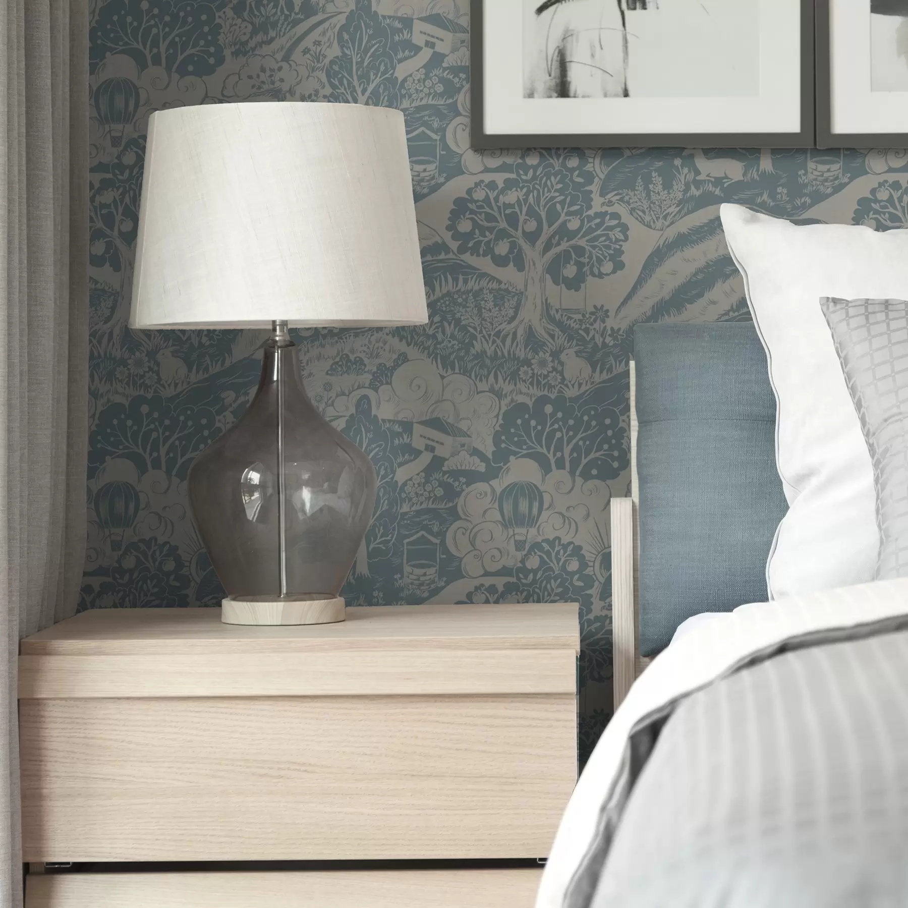 Fototapetes Pasaku mežs ar dzīvniekiem bērnu ilustrācijas stilā a00172