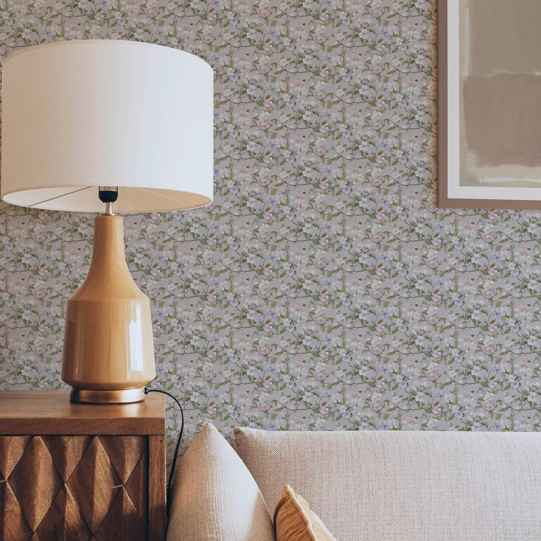 Fototapetes Pasteļveida ziedu diagonāle renesanses tekstila stilā a00205