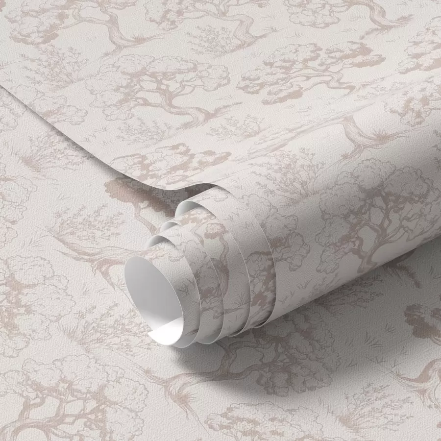 Fototapetes Vienkrāsaini koku silueti vintage stilā, smilškrāsu krāsu shēma a00210