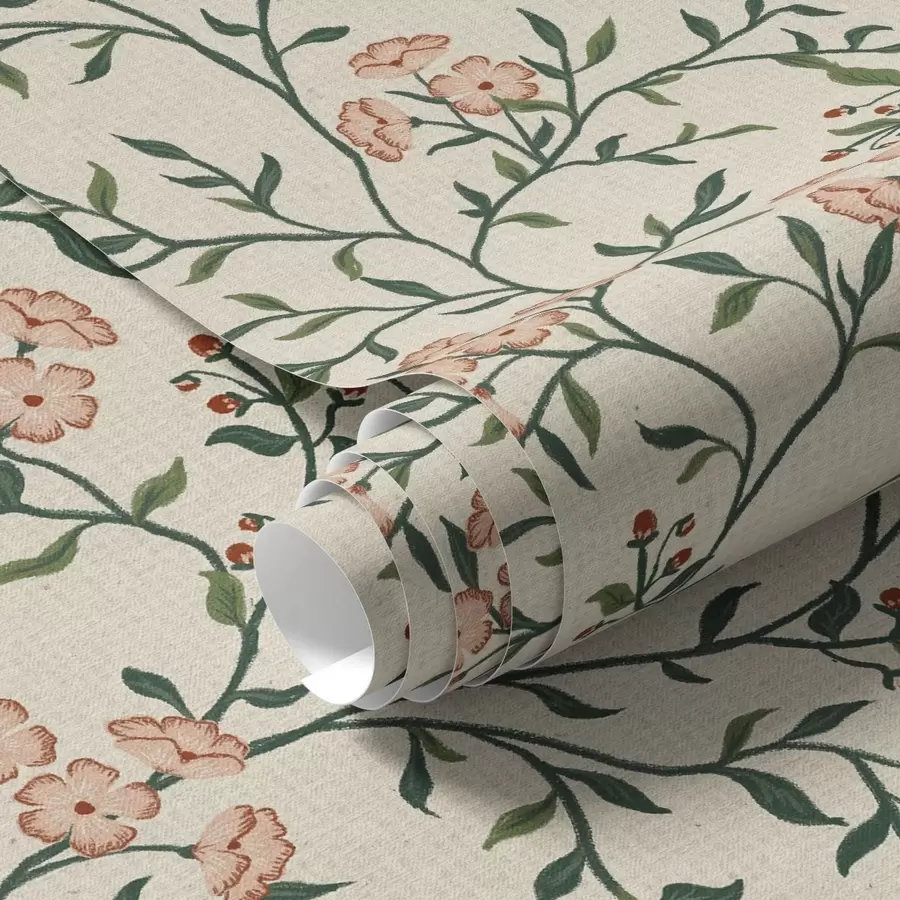 Fototapetes Apasti zari ar koraļļu ziediem, ziedu raksts a00221