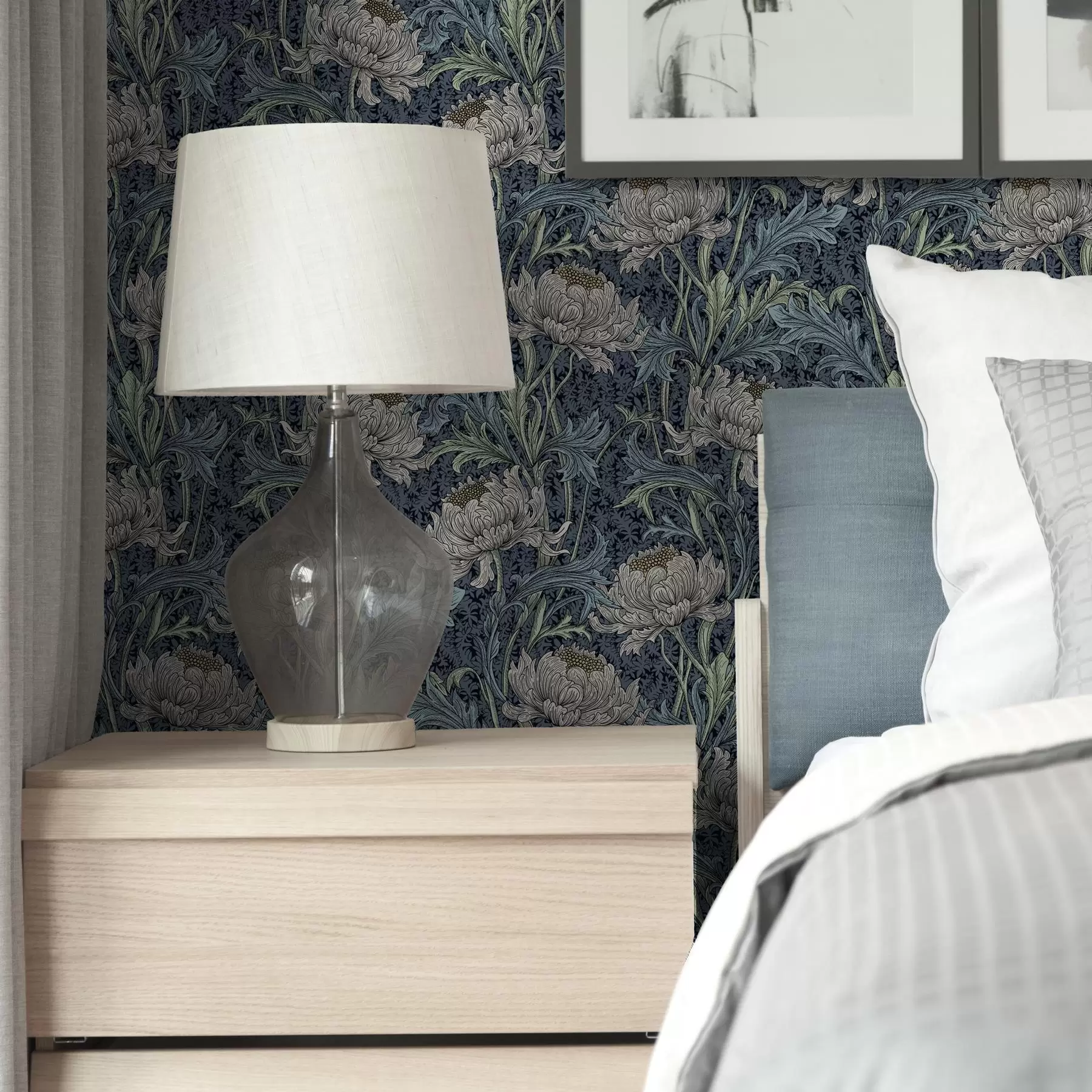 Fototapetes Vintage peonijas uz tumša fona, gotikas ziedu stilā a00233