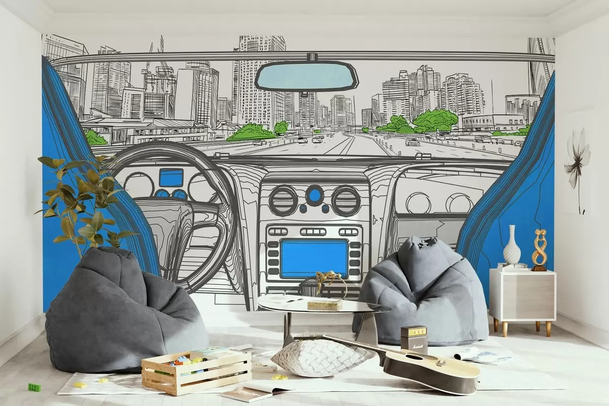 Fototapetes Kontūru skats no automašīnas w04109v1