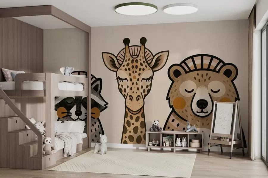 Fototapetes Akvareļa stilā zīmēti dzīvnieki w04111