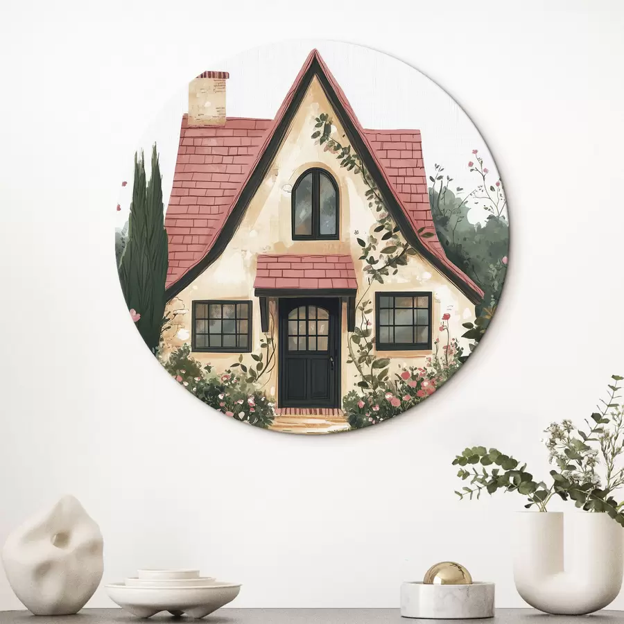 Glezna Pasaku māja mežā, rozes, pasteļstils r44718