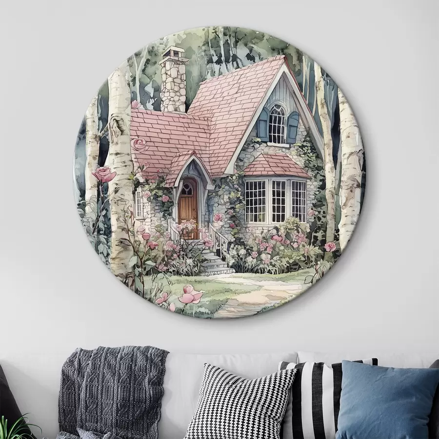 Glezna Skaista māja bērzu birzī, rožu dārzs r44721