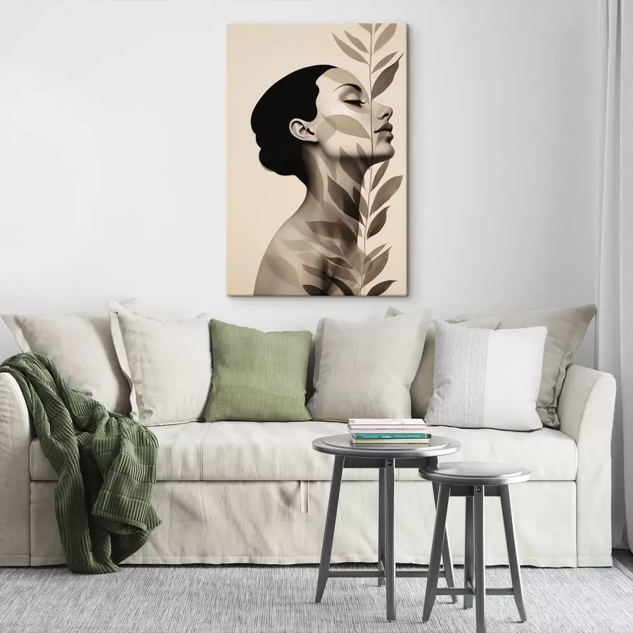 Glezna Sievietes profils ar ziedu rakstu s44725