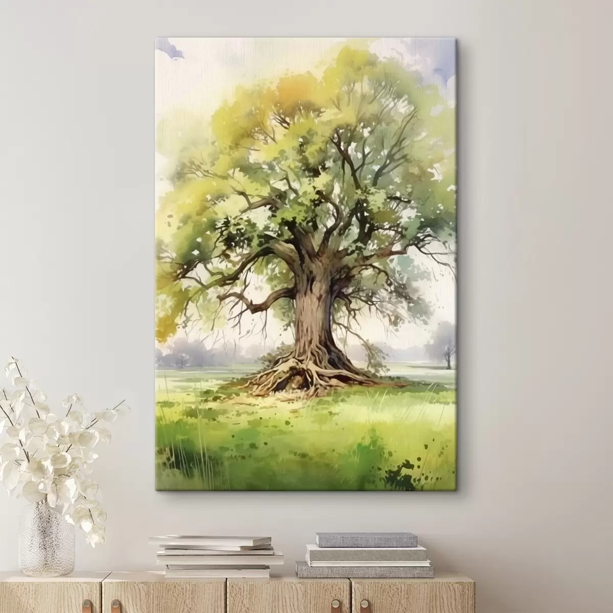 Glezna Vecs koks ar izplatītām saknēm s44731