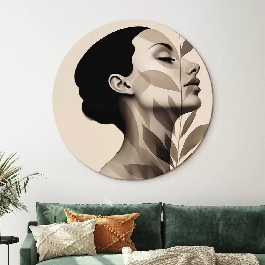 Glezna Sievietes profils ar ziedu rakstu r44725