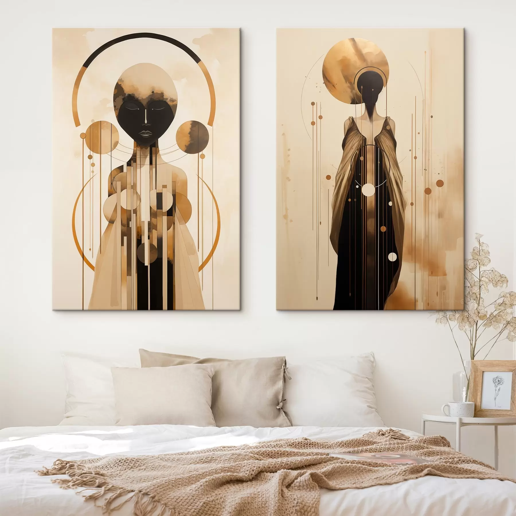 Glezna Skaitļi modernā abstraktā stilā ar apļiem m00464