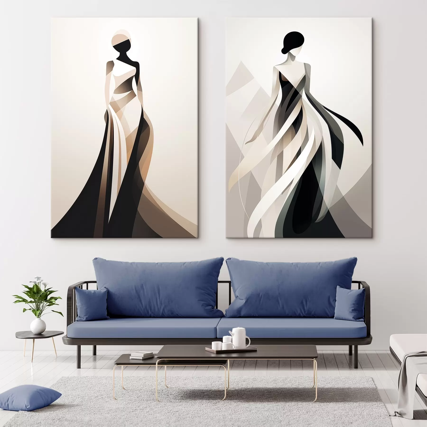 Glezna Silueta kompozīcija gaišos un tumšos toņos m00465