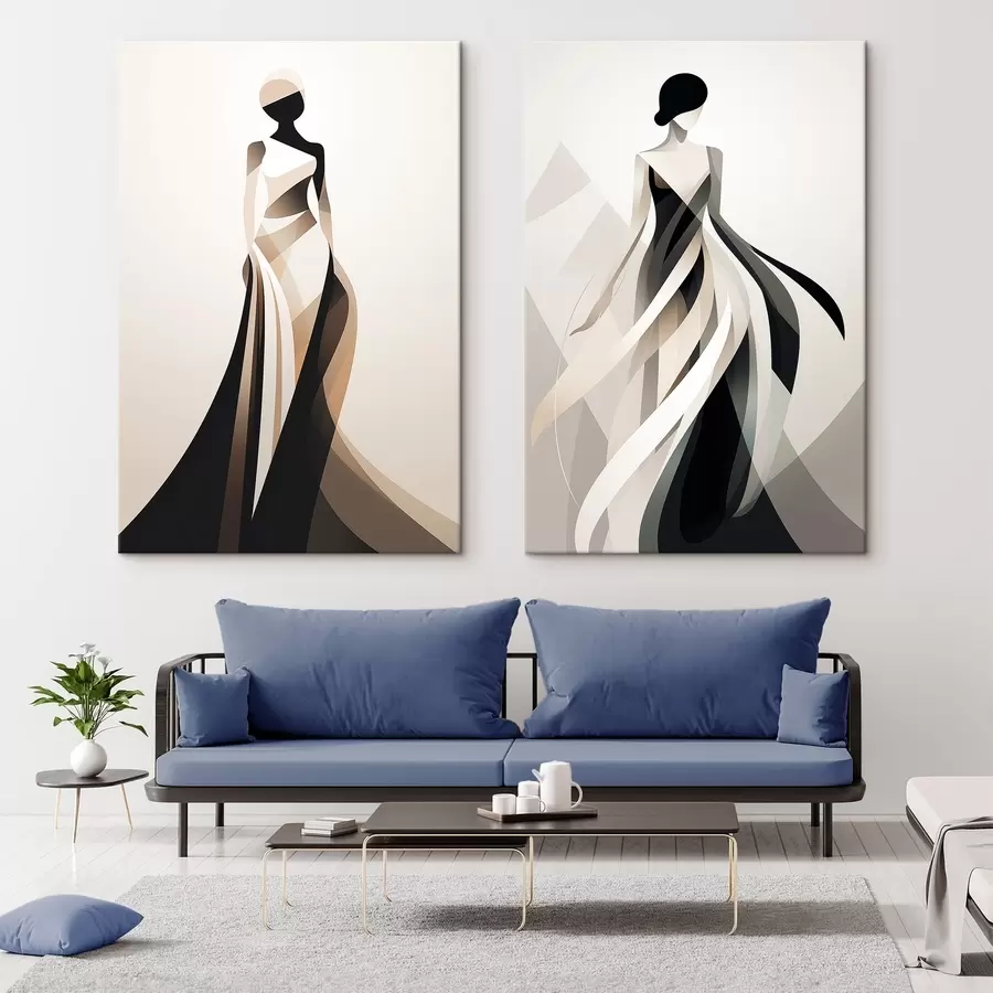 Glezna Silueta kompozīcija gaišos un tumšos toņos m00465