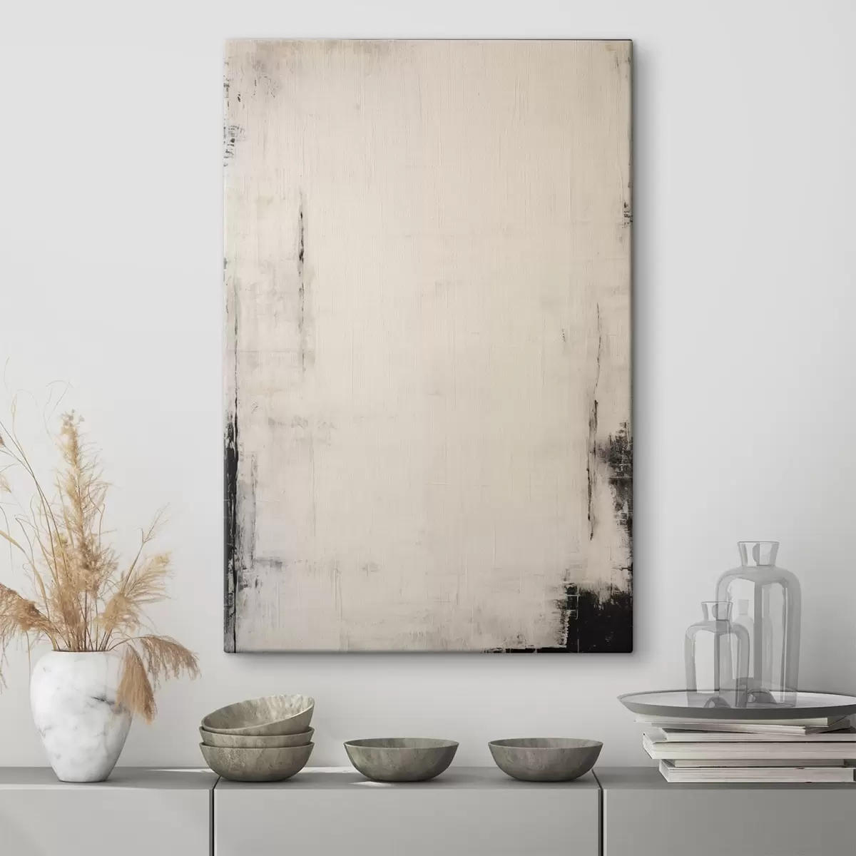 Glezna Gaišs fons ar tumšiem triepieniem s44741