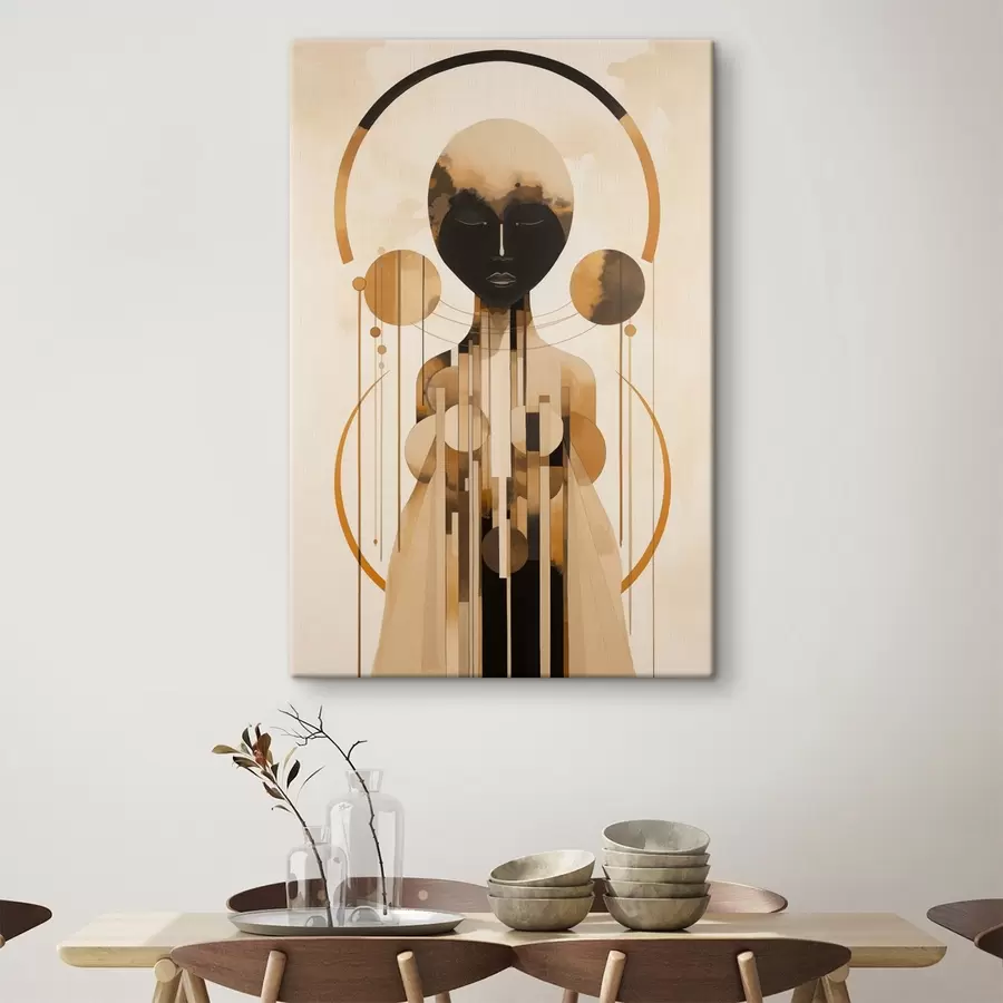 Glezna Skaitlis ar apļiem smilškrāsas un brūnā paletē s44747