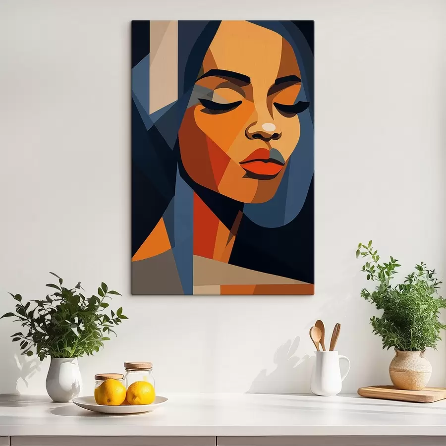 Glezna Grafiskais portrets ar aizvērtām acīm s44760