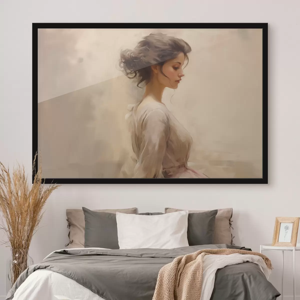 Plakāts Maiga sievietes figūra uz gaiša fona f44752