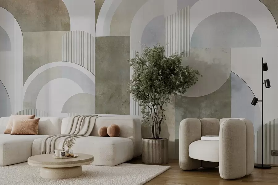 Fototapetes Art Deco stila abstraktā ģeometrija ar retro efektu w04079