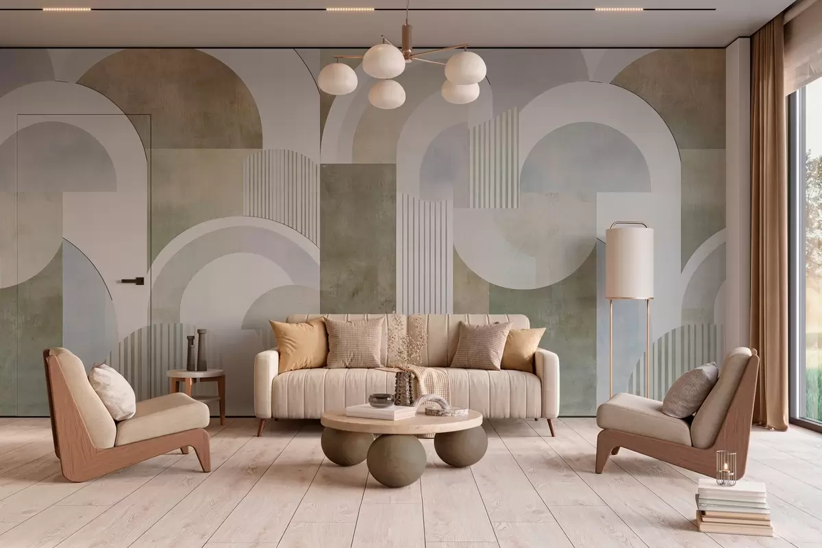 Fototapetes Art Deco stila abstraktā ģeometrija ar retro efektu w04079