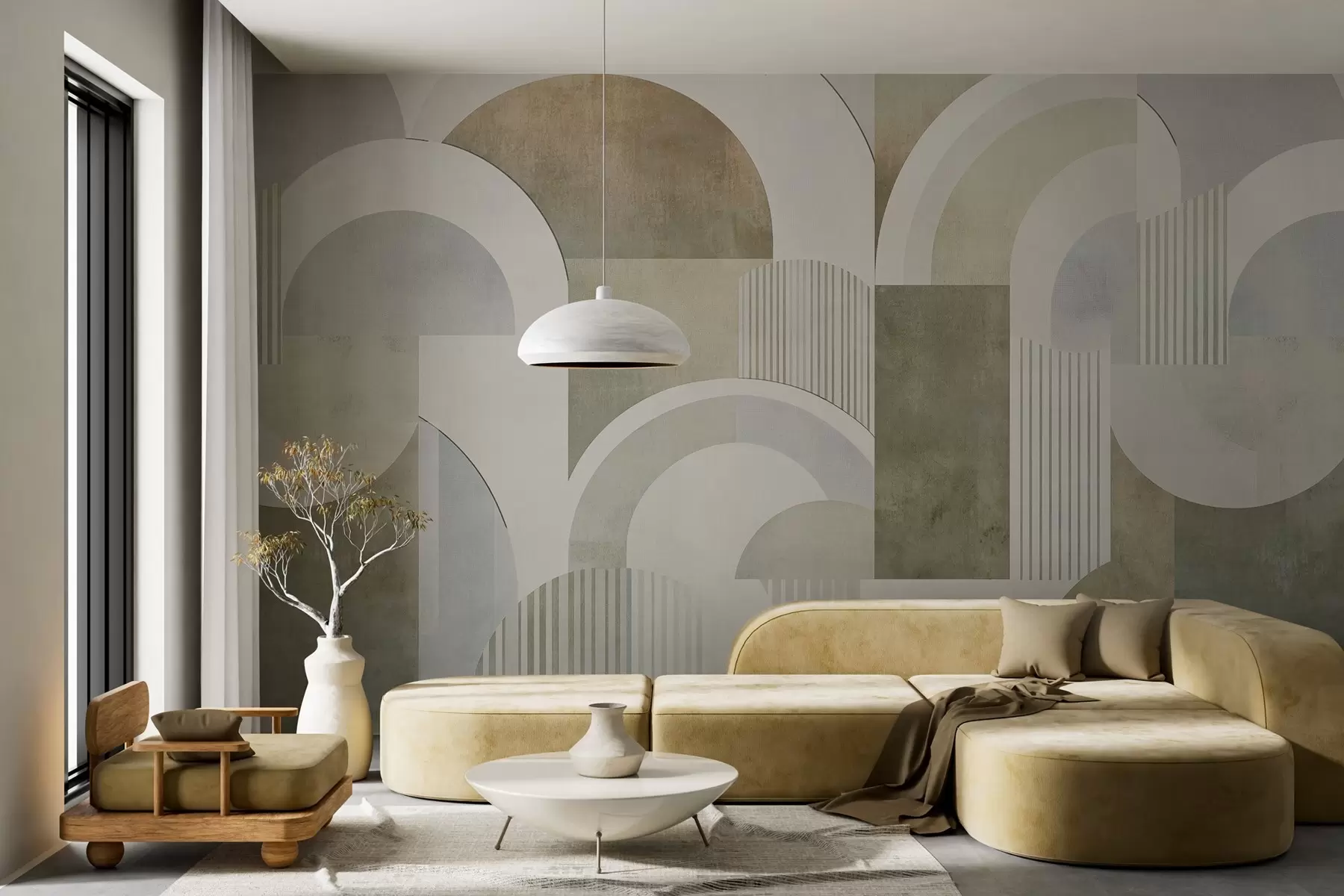 Fototapetes Art Deco stila abstraktā ģeometrija ar retro efektu w04079