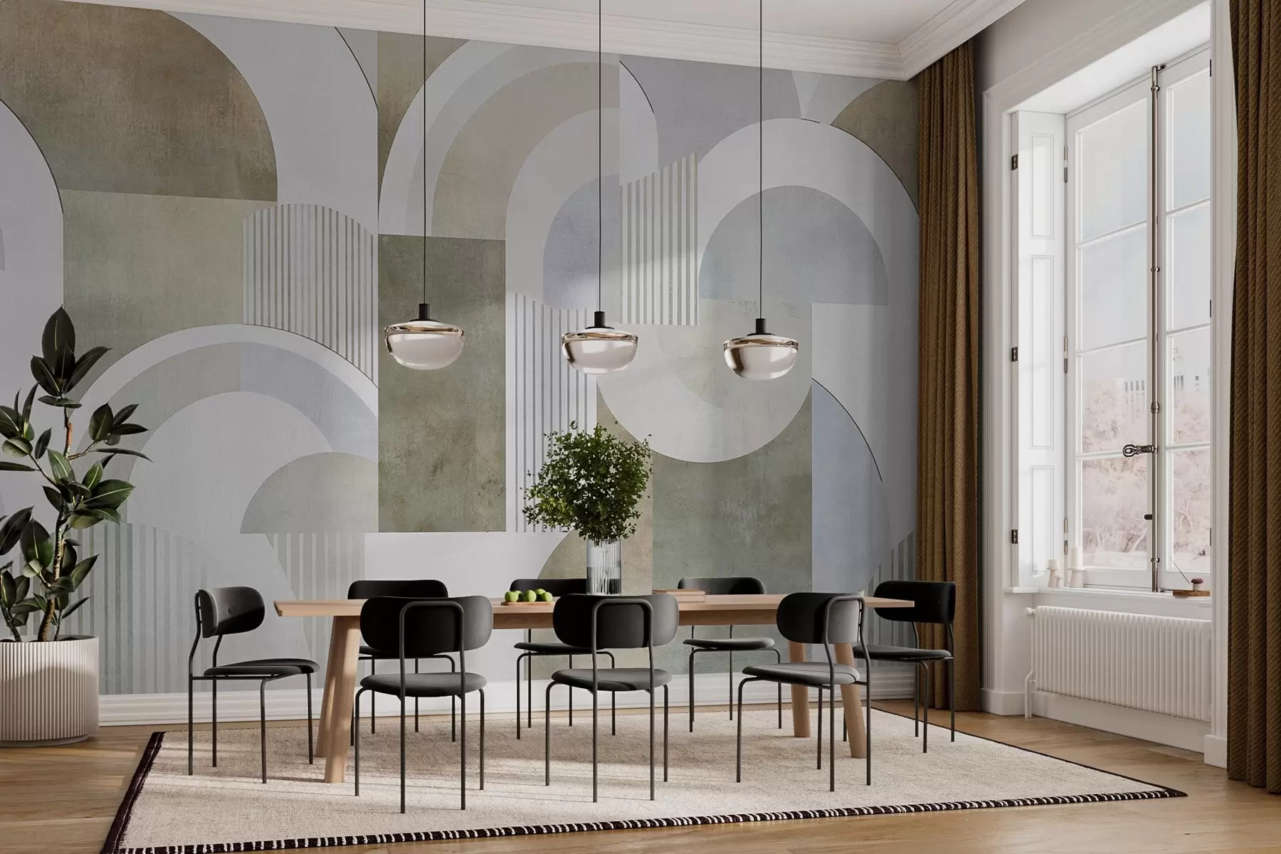 Fototapetes Art Deco stila abstraktā ģeometrija ar retro efektu w04079