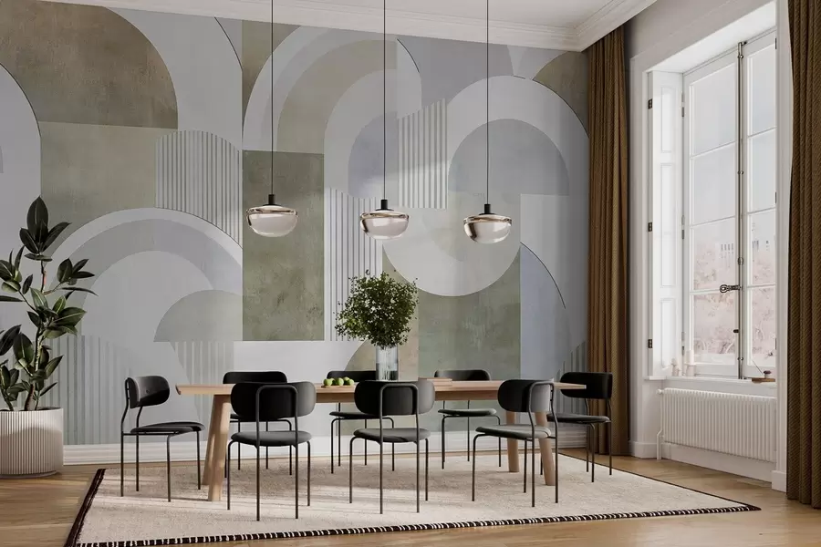 Fototapetes Art Deco stila abstraktā ģeometrija ar retro efektu w04079