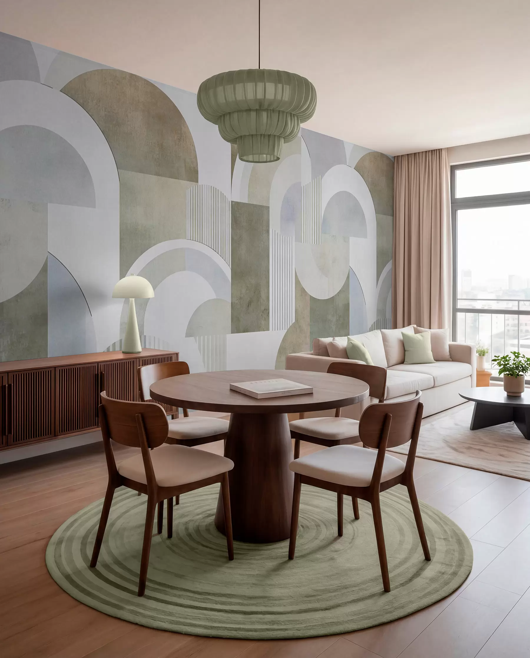 Fototapetes Art Deco stila abstraktā ģeometrija ar retro efektu w04079