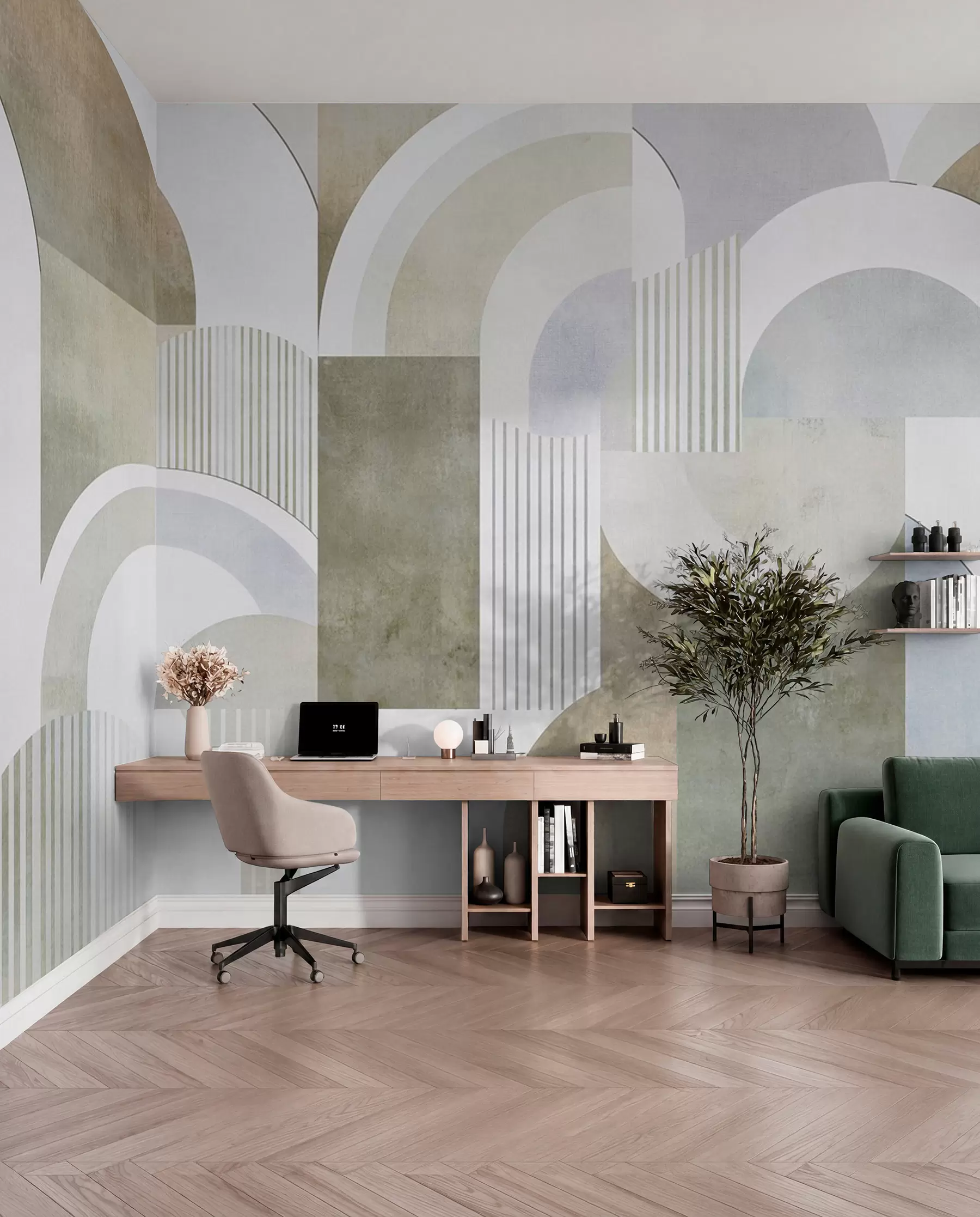 Fototapetes Art Deco stila abstraktā ģeometrija ar retro efektu w04079
