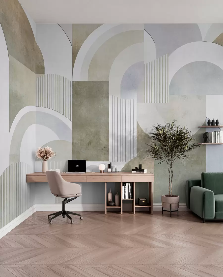 Fototapetes Art Deco stila abstraktā ģeometrija ar retro efektu w04079