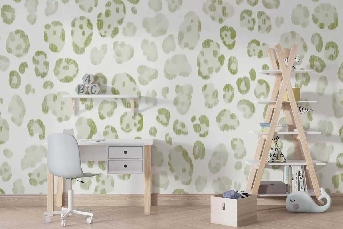 Fototapetes Leoparda raksts, vilnas tekstūra, zaļa krāsa w04112v3