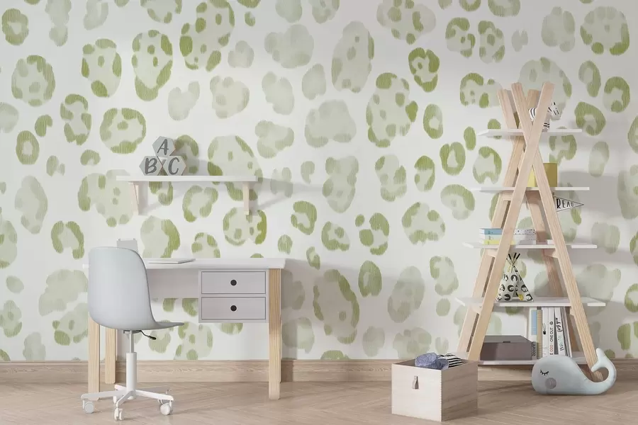 Fototapetes Leoparda raksts, vilnas tekstūra, zaļa krāsa w04112v3