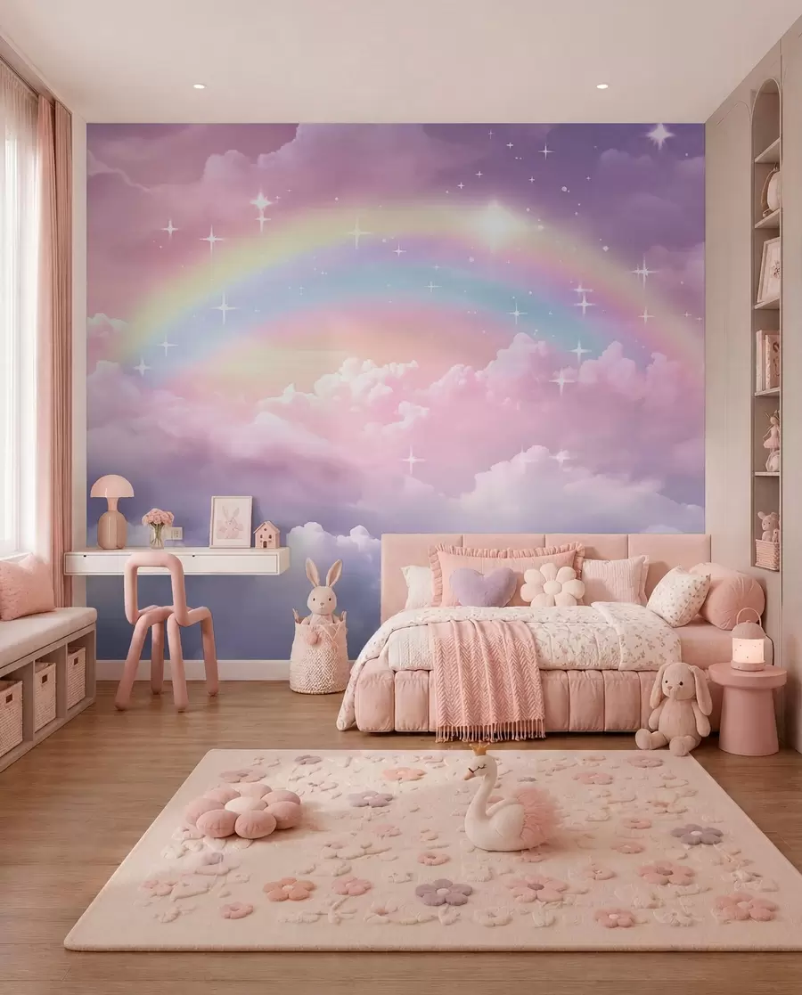 Fototapetes Varavīksne lavandas mākoņos w04146