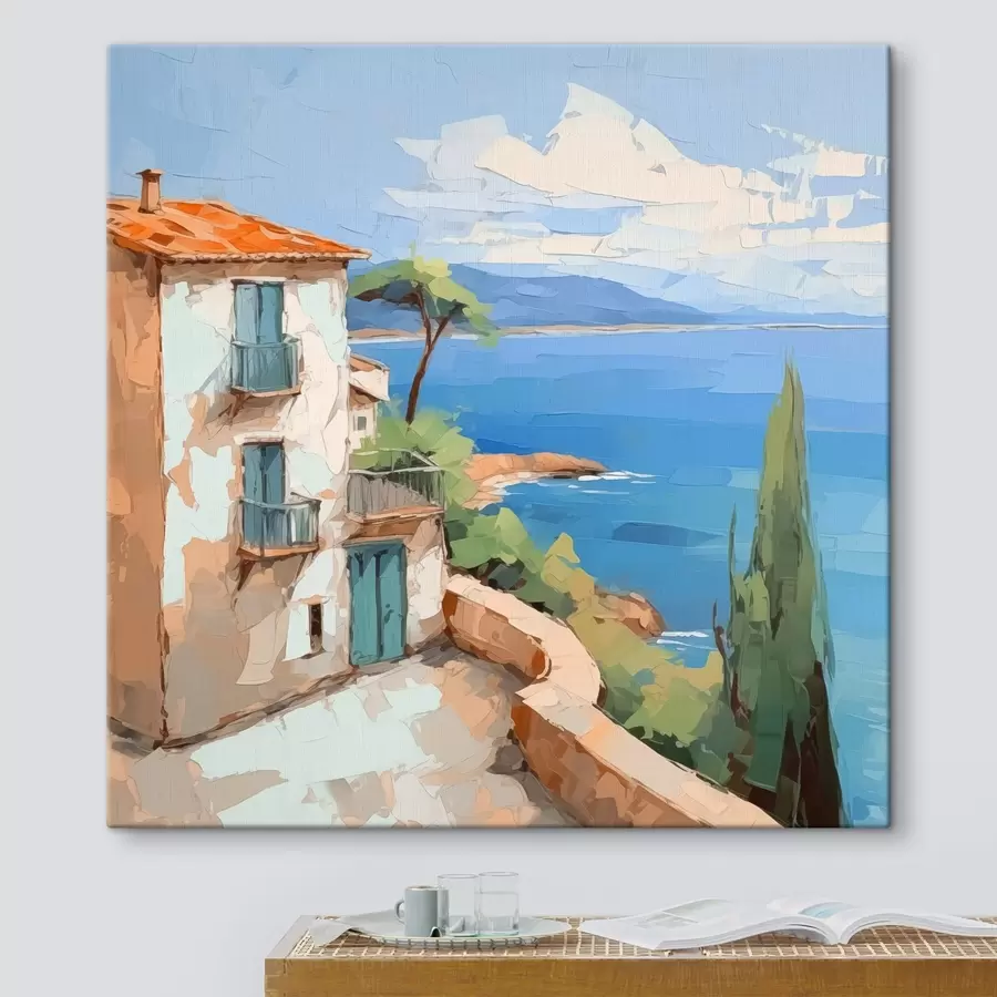 Glezna Māja pie jūras glezniecības imitācija s44767