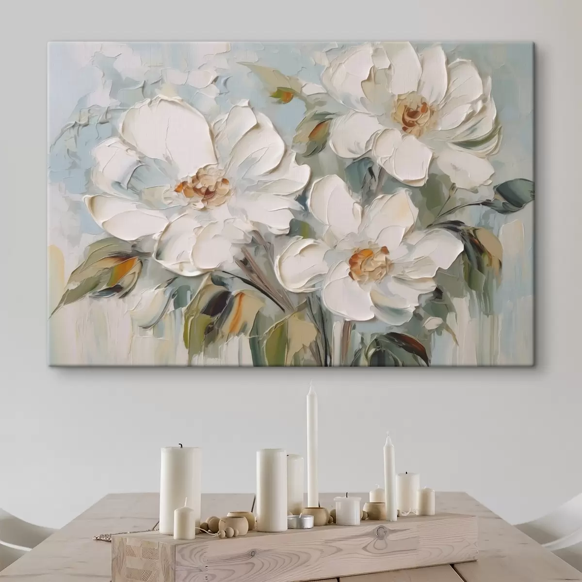 Glezna Balto ziedu imitācijas glezniecība s44775