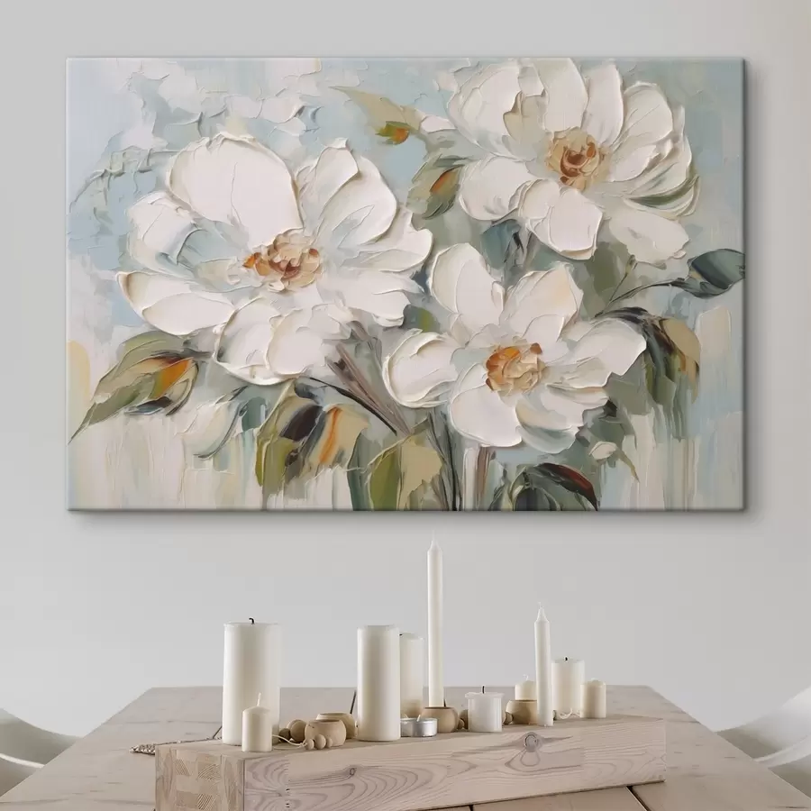 Fototapetes Balto ziedu imitācijas glezniecība s44775