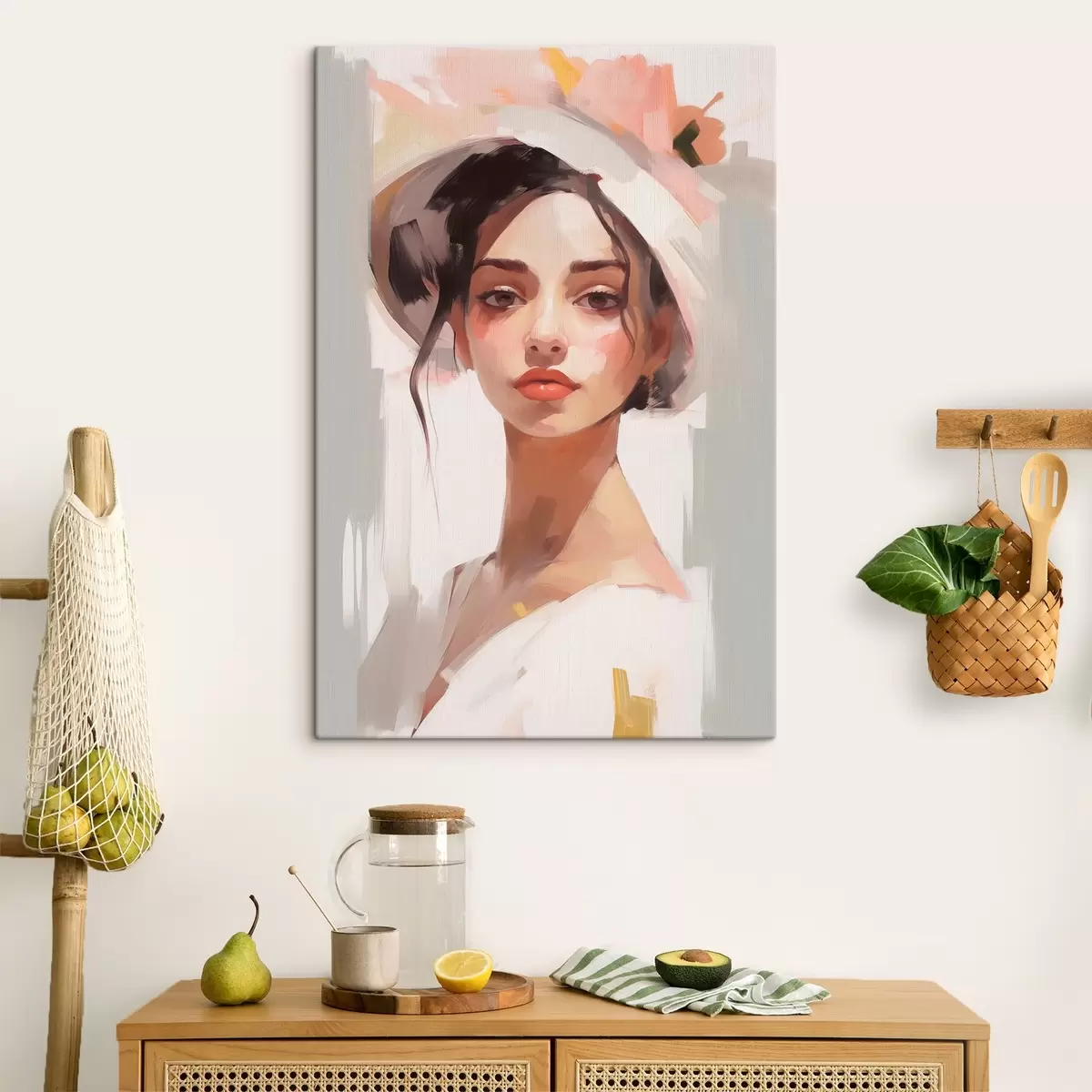 Glezna Meitene cepurē glezniecības imitācija s44778