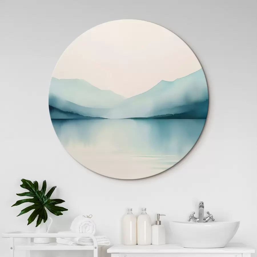 Glezna Kalni aiz ezera akvareļa imitācija r44764