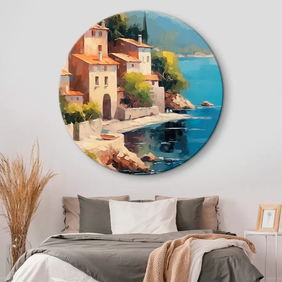 Glezna Mājas pie līča Glezniecības imitācija r44773