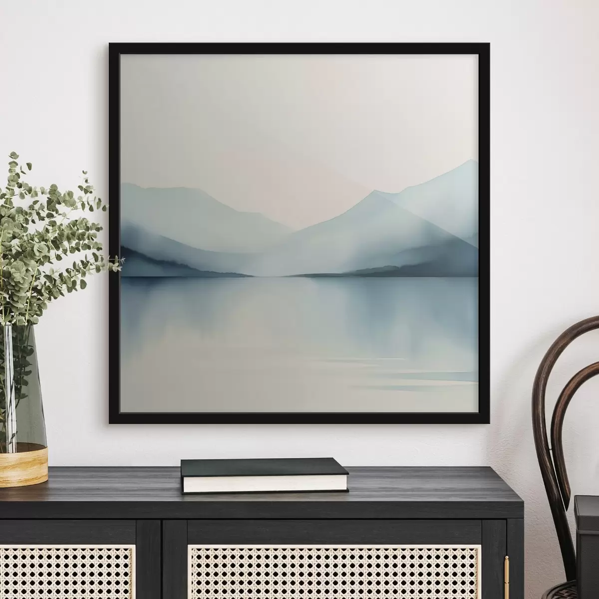 Plakāts Kalni aiz ezera akvareļa imitācija f44764