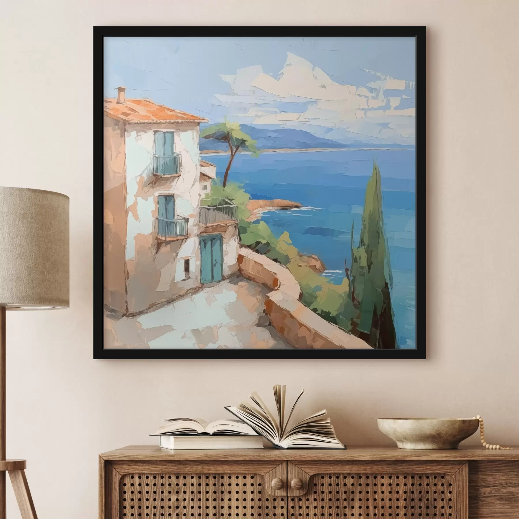 Fototapetes Māja pie jūras glezniecības imitācija f44767